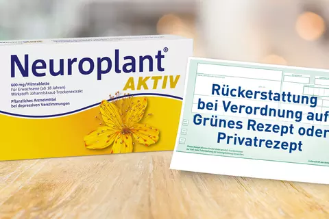 Neuroplant Packung und grünes Rezept