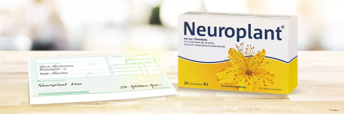 Neuroplant Packung und grünes Rezept